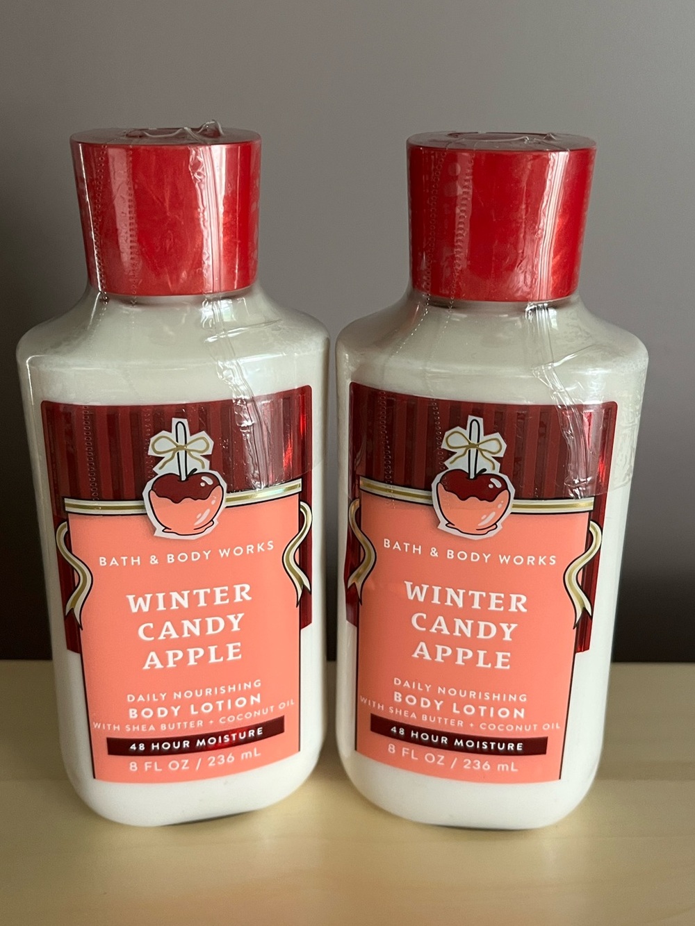 Two New Bath & Body Works Winter Candy Apple Body Lotions 8 Oz Each